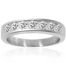 1.00 Carat Mens Round Cut Diamond Wedding Band 14K White Gold - £1,048.67 GBP