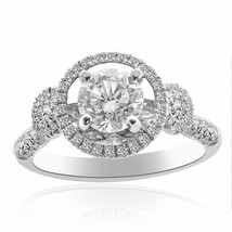 1.71 Carat G-SI1 Natural Round Diamond Halo Engagement Ring 18K White Gold - £6,567.51 GBP