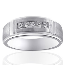 0.55 Carat Mens Princess Cut Diamond Wedding Band 14K White Gold - £842.32 GBP