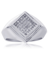 0.85 Carat Princess Cut Mens Diamond Ring 14K White Gold - £699.19 GBP