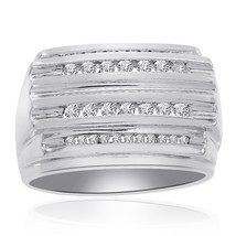0.65 Carat Channel Setting Mens Round Cut Diamond Ring 14K White Gold - £649.40 GBP