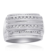 0.65 Carat Channel Setting Mens Round Cut Diamond Ring 14K White Gold - £652.52 GBP