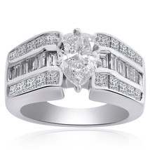 2.50 Carat G-VS2 Natural Pear Shape Diamond Engagement Ring 14K White Gold - £3,956.02 GBP