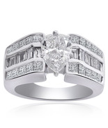 2.50 Carat G-VS2 Natural Pear Shape Diamond Engagement Ring 14K White Gold - £3,943.75 GBP