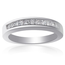 Ladies Princess Cut Diamond Wedding Band in 14K White Gold (0.55ctw) - £557.38 GBP