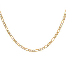 4.2 mm Diamond Pave Cut Figaro Link Chain 14K Yellow Gold 24&quot; long - £758.91 GBP