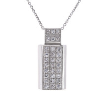14k White Gold Ladies CZ Pendant Necklace - £252.48 GBP