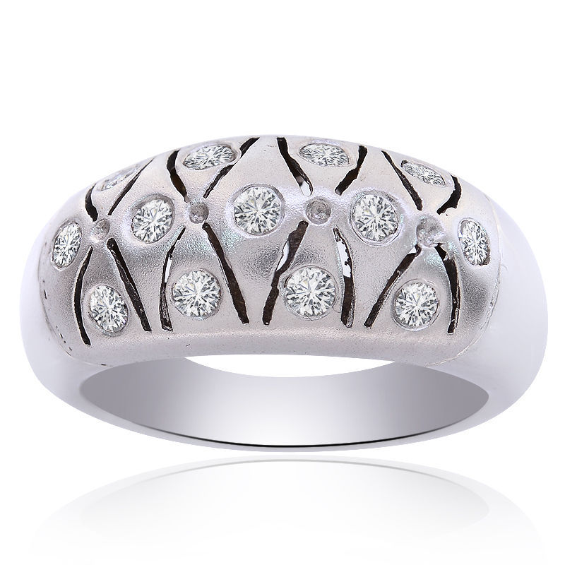 Primary image for 0.65 Carat Round Cut Diamond Satin Sleek Ring 14K White Gold