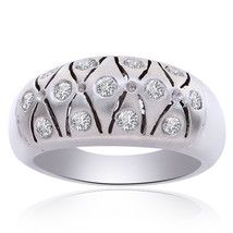 0.65 Carat Round Cut Diamond Satin Sleek Ring 14K White Gold - $662.31