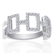 0.50 Carat Round Cut Diamond Rectangle Shaped Ring 14K White gold - $494.01