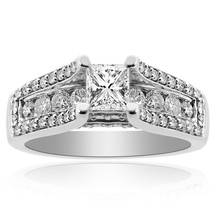 1.73 Carat G-VVS2 Princess Cut Diamond Designer Engagement Ring 14K Whit... - $5,147.01