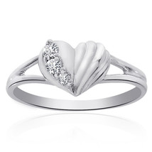 0.10 Carat Round Cut Diamond Heart Ring 14K White Gold - $226.71