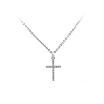 0.15 Carat Womens Diamond Cross Pendant 14K White Gold - $371.25