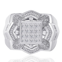 2.00 Carat Baguette, Princess, Pave Round Cut Diamonds Mens Ring 14K White Gold - £1,408.49 GBP