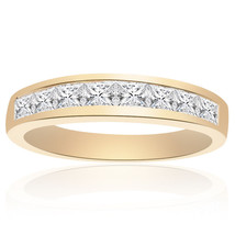 1.00 Carat Princess Cut Brilliant Diamond Wedding Band 14K Yellow Gold - £592.62 GBP