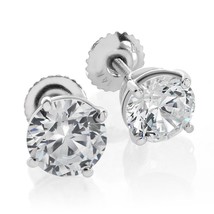 2.50CT STUDS SOLITAIRE EARRINGS 14KT WHITE GOLD BRILLIANT ROUND CUT SCRE... - £140.16 GBP