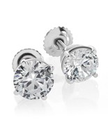 2.50CT STUDS SOLITAIRE EARRINGS 14KT WHITE GOLD BRILLIANT ROUND CUT SCRE... - £142.78 GBP
