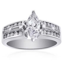 1.30 Carat E-VS1 Natural Marquise Cut Diamond Engagement Ring 14K White Gold - £2,997.06 GBP