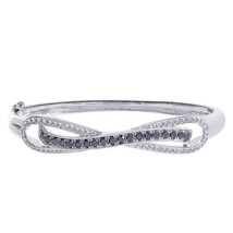 1.75 Carat Diamond Bangle Bracelet Fancy Brilliant in Black &amp; Colorless White 14 - £1,485.51 GBP