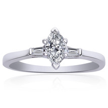 0.55 Carat H-SI1 Marquise Brilliant Shape Diamond Engagement Ring 18K White Gold - £977.88 GBP