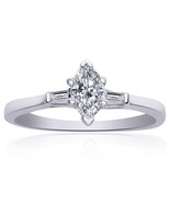 0.55 Carat H-SI1 Marquise Brilliant Shape Diamond Engagement Ring 18K Wh... - £993.23 GBP