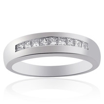 0.75 Carat Mens Princess Cut Diamond Wedding Band 14K White Gold - $948.42