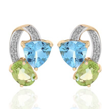 2.00 Carat Multi-Gemstone Diamond Stud Earrings 10K Yellow Gold - £212.95 GBP