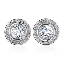 1.25 Carat Bezel Set Halo Martini Diamond Earrings 14K White Gold - £2,013.07 GBP