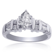 1.02 Carat H-SI2 Natural Marquise Shape Diamond Engagement Ring 14K White Gold - £1,288.88 GBP
