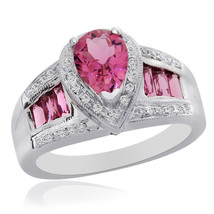 2.70 Carat Pink Tourmaline with 0.25 Carat Diamond Ring 14K White Gold - $905.85