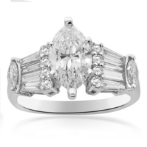 2.10 Carat F-VS1 Natural Marquise Shape Diamond Engagement Ring 18K White Gold - £5,697.01 GBP