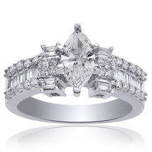 1.75 Carat I-VS2 Natural Marquise Cut Diamond Engagement Ring 14K White Gold - £2,848.89 GBP
