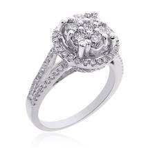 1.35 Carat G-SI1 Round Cut Diamond Cluster Split Shank Engagement Ring 14K - $1,762.19