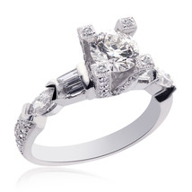 2.04 Carat D-SI1 Natural Round Diamond Designer Engagement Ring 18K White Gold - £4,397.73 GBP