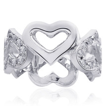 0.60 Carat Pave Set Diamond Heart Shaped Eternity Band 14K White gold - $622.71