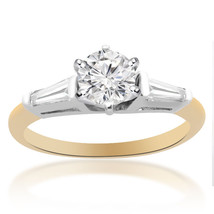 0.87 Carat G-SI1 Round Brilliant Cut Diamond Engagement Ring 14K Two Tone Gold - £1,800.21 GBP