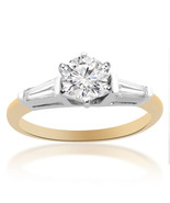 0.87 Carat G-SI1 Round Brilliant Cut Diamond Engagement Ring 14K Two Ton... - £1,813.70 GBP