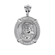 2.50 Carat D-VVS1 Round Cut Diamond Jesus Head Pendant Medallion 14K White Gold - £1,241.64 GBP