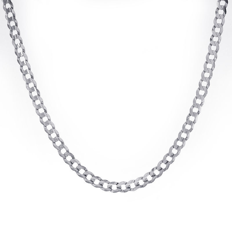 Primary image for Mens 14K White Gold Cuban/Curb Solid Chain 20" Inches 24.8 Grams