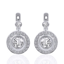 2.35 Carat Diamond Hoop Circle Drop Earrings 14K White Gold - £2,962.14 GBP