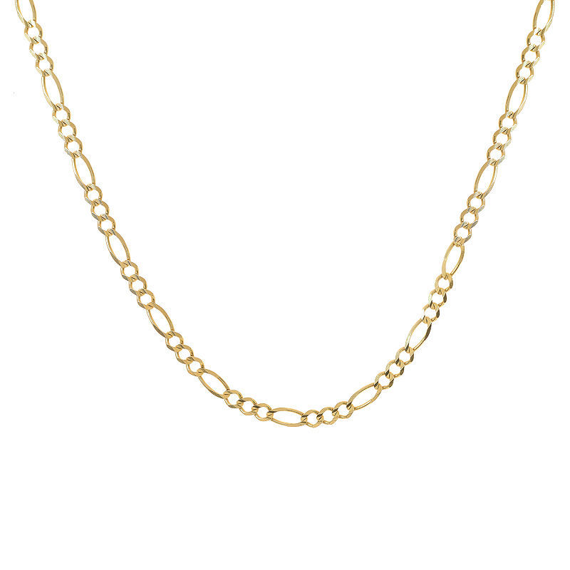 4.0 mm Figaro Link Chain Necklace 14K Yellow Gold Italy 22" long - £684.53 GBP