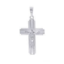 14K White Gold Cross Jesus Crucifix Pendant Italy - £911.47 GBP