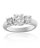 2.00 Carat G-SI1 Natural Round Diamond Three Stone Engagement Ring Platinum - £5,253.34 GBP