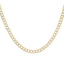 5.00 mm Diamond Pave Cut Cuban Link Chain 14K Two Tone Gold 24&quot; long - £832.20 GBP