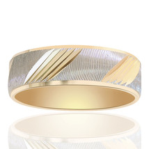 6.0mm 14k Two Tone Gold Comfort Fit Embossed Band - £209.48 GBP