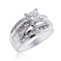 2.58 Carat H-VS2 Natural Princess Cut Diamond Engagement Ring 14K White Gold - £4,369.02 GBP