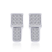 1.00 Carat Princess-Cut Quad Diamond J-Hoop Earrings 14K White Gold - $854.47