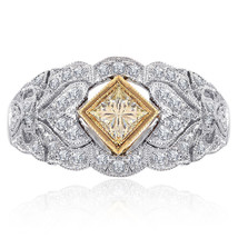 1.10 Carat Diamond Antique Style Cluster Ring 14K White/18K Yellow Gold - £1,154.38 GBP