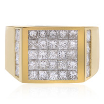 3.00 Carat Princess Cut Invisible Setting Mens Ring 14K Yellow Gold - £2,529.83 GBP