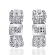 1.00 Carat Diamond Cluster J-Hoop Earrings 14K White Gold - $863.38